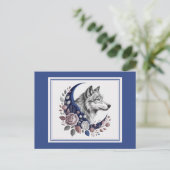 Wolf & Moon Briefkaart (Staand voorkant)