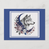 Wolf & Moon Briefkaart (Voorkant)