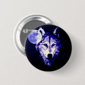 Wolf & Moon Dark Blue Night Collage Ronde Button 5,7 Cm (Voorkant /achterkant)