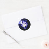 Wolf & Moon Dark Blue Night Collage Ronde Sticker (Envelop)