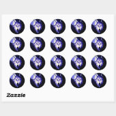 Wolf & Moon Dark Blue Night Collage Ronde Sticker (Vel)
