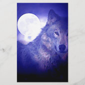 Wolf, Moon en Blue Night Briefpapier (Voorkant)