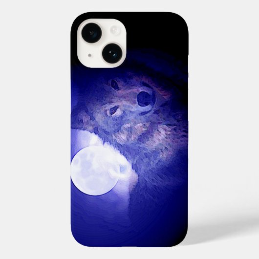 Wolf, Moon en Blue Night Case-Mate iPhone Case (Achterkant)