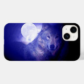 Wolf, Moon en Blue Night Case-Mate iPhone Case (Achterkant (horizontaal))
