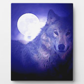 Wolf, Moon en Blue Night Fotoplaat (Voorkant)