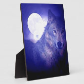 Wolf, Moon en Blue Night Fotoplaat (Zijkant)