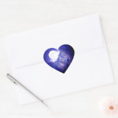 Wolf, Moon en Blue Night Hart Sticker (Envelop)