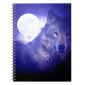 Wolf, Moon en Blue Night Notitieboek (Voorkant)
