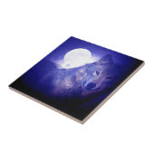 Wolf, Moon en Blue Night Tegeltje (Zijkant)