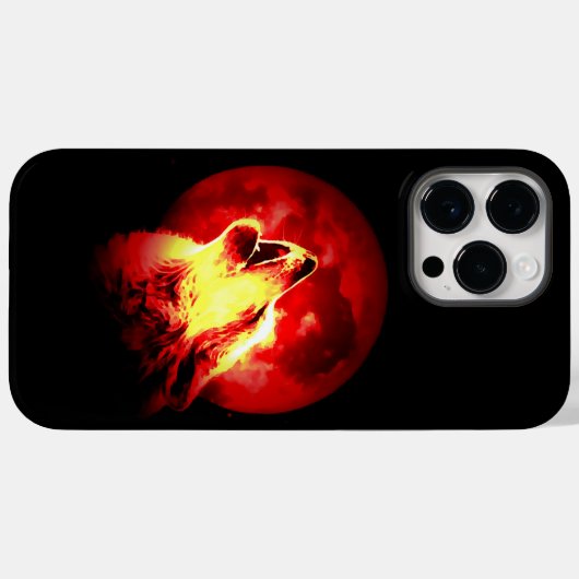 Wolf, Moon en Red Sky Case-Mate iPhone Case (Achterkant (horizontaal))