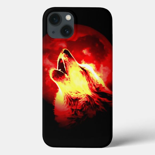 Wolf, Moon en Red Sky Case-Mate iPhone Case (Achterkant)