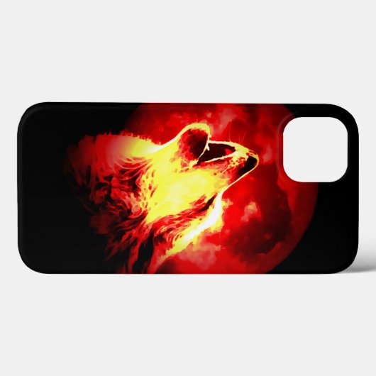 Wolf, Moon en Red Sky Case-Mate iPhone Case (Achterkant (horizontaal))