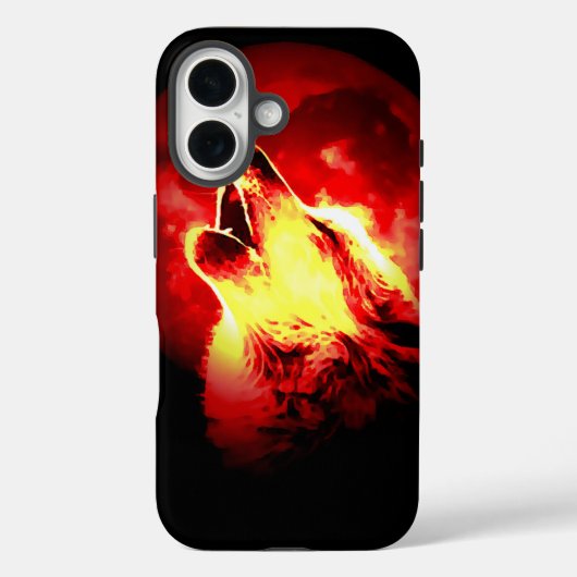Wolf, Moon en Red Sky Case-Mate iPhone Case (Achterkant)