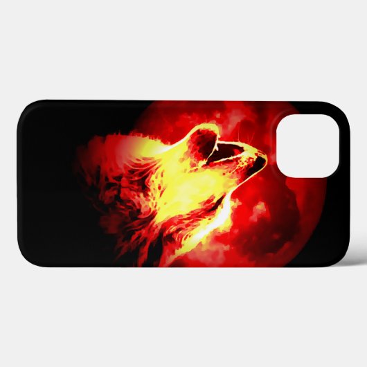 Wolf, Moon en Red Sky Case-Mate iPhone Case (Achterkant (horizontaal))