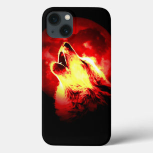 Wolf, Moon en Red Sky Case-Mate iPhone Case