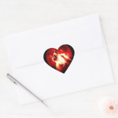 Wolf, Moon en Red Sky Hart Sticker (Envelop)