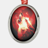 Wolf, Moon en Red Sky Metalen Ornament (Links)