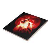 Wolf, Moon en Red Sky Tegeltje (Zijkant)