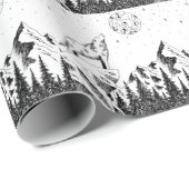 Wolf Moon: Gebergten Grafische schets. Cadeaupapier (Rol Hoek)