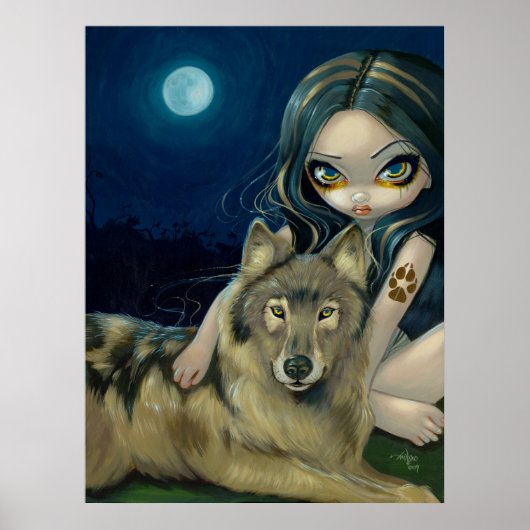 Wolf Moon gothic fantasy Art Print (Voorkant)
