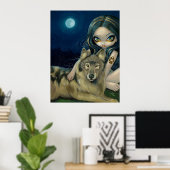 Wolf Moon gothic fantasy Art Print (Thuiskantoor)