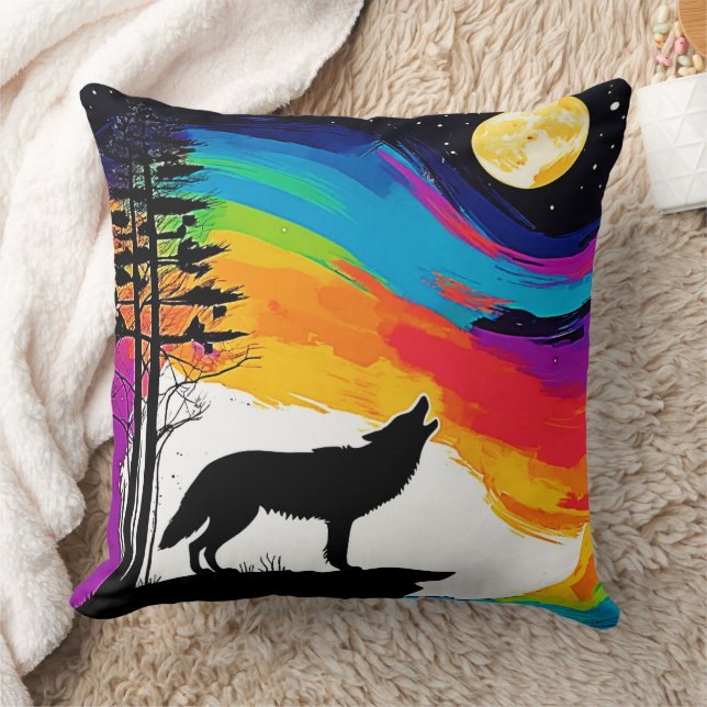 Wolf Moon Howl Art Kussen (Deken)