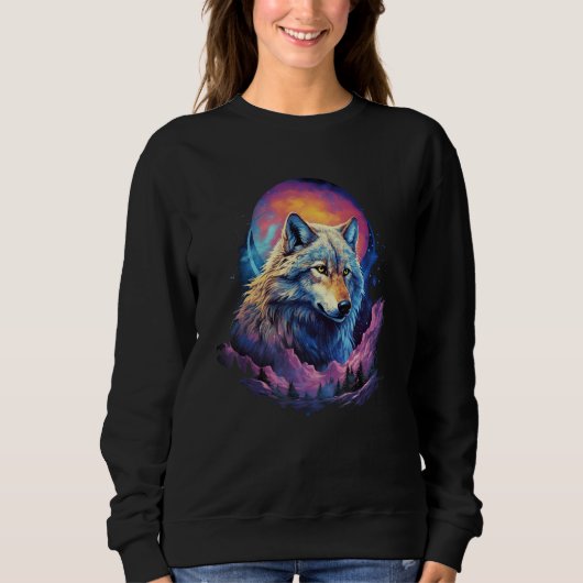 Wolf Moon Howling Lone Funny Wolves pak wolven Trui (Voorkant)