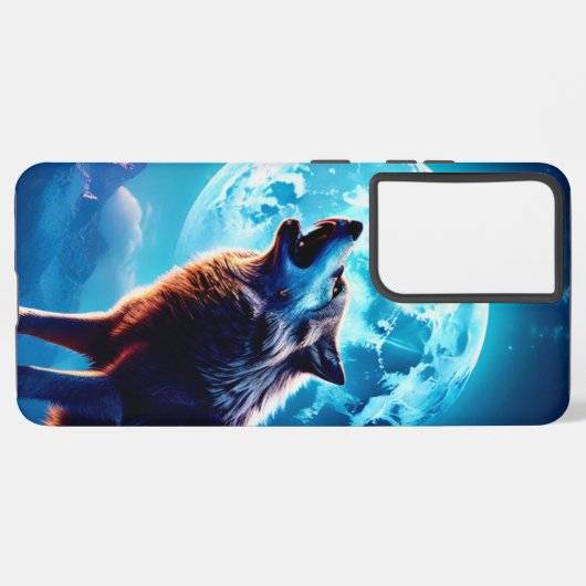WOLF MOON IPHONE CASE GALAXY PLUS SAMSUNG GALAXY HOESJE (Achterkant horizontaal)