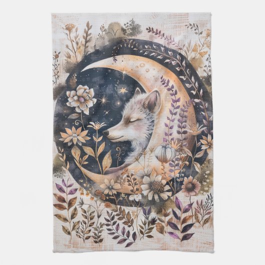 Wolf Moon Kitchen Towel Theedoek (Verticaal)