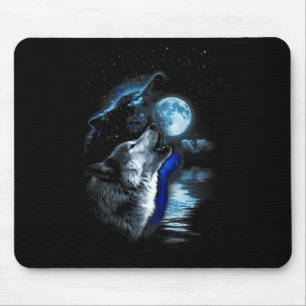Wolf Moon Lake Wolf Howling Volle Maan Wolf Graphi Muismat