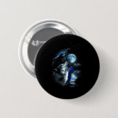 Wolf Moon Lake Wolf Howling Volle Maan Wolf Graphi Ronde Button 5,7 Cm (Voorkant /achterkant)