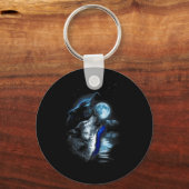 Wolf Moon Lake Wolf Howling Volle Maan Wolf Graphi Sleutelhanger (Voorkant)