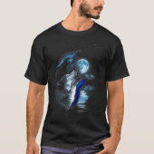 Wolf Moon Lake Wolf Howling Volle Maan Wolf Graphi T-shirt (Voorkant)