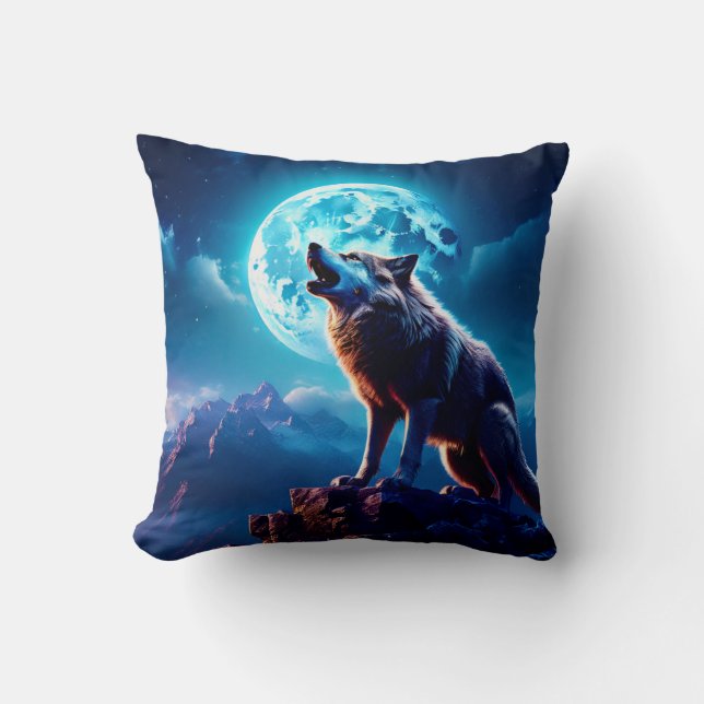 WOLF MOON NIGHT THROW PILLOW KUSSEN (Voorkant)