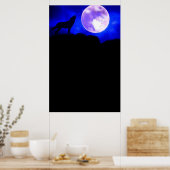 Wolf & Moon Panorama Poster Afdrukken (Keuken)