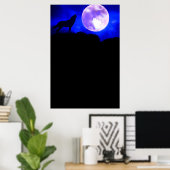 Wolf & Moon Panorama Poster Afdrukken (Thuiskantoor)