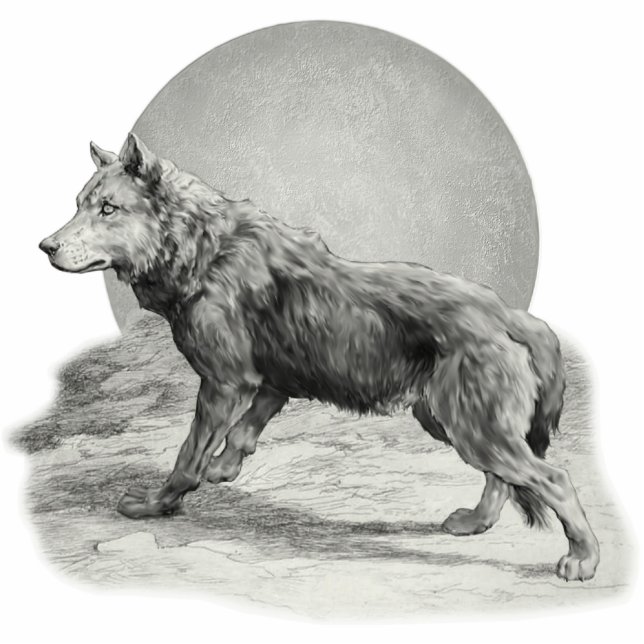 Wolf Moon profiel Staand Fotobeeldje (Voorkant)