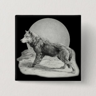 Wolf Moon profiel Vierkante Button 5,1 Cm