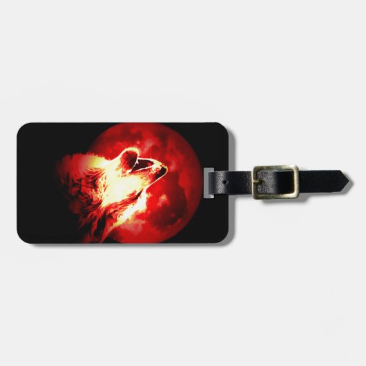 Wolf, Moon & Red Sky Bagagelabels (Voorkant horizontaal)