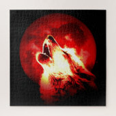 Wolf, Moon & Red Sky Illustration Legpuzzel (Verticaal)