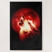 Wolf, Moon & Red Sky Illustration Legpuzzel (Verticaal)