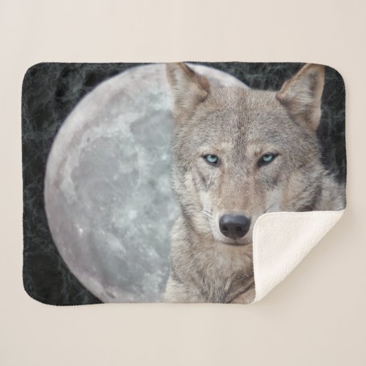 Wolf Moon Sherpa Blanket Deken (Voorkant (horizontaal))