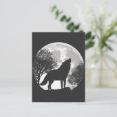 Wolf Moon Silhouette Illustratie Briefkaart (Staand voorkant)