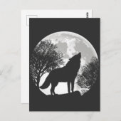 Wolf Moon Silhouette Illustratie Briefkaart (Voorkant / Achterkant)