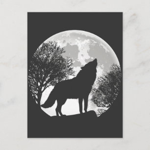 Wolf Moon Silhouette Illustratie Briefkaart
