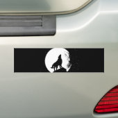 Wolf & Moon Silhoutte Bumpersticker (Op auto)