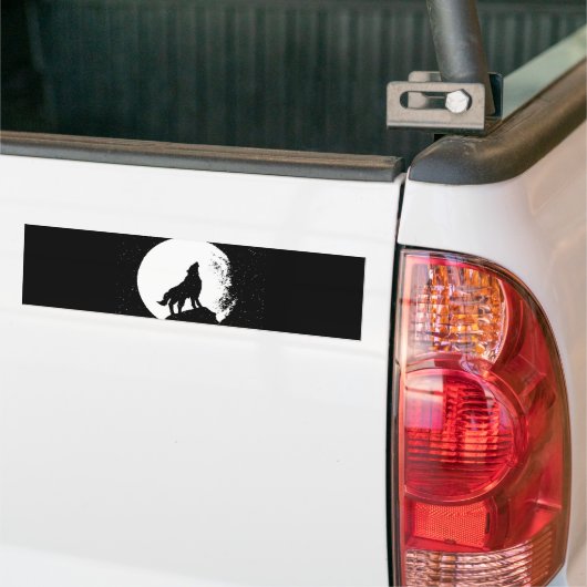 Wolf & Moon Silhoutte Bumpersticker (Op Truck)