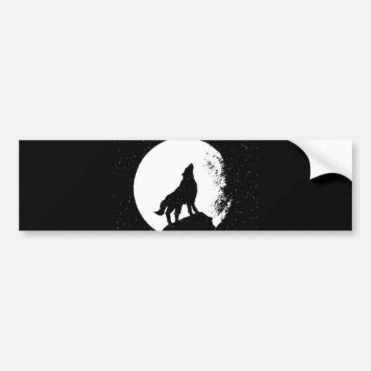 Wolf & Moon Silhoutte Bumpersticker (Voorkant)