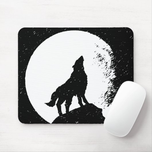 Wolf & Moon Silhoutte Muismat (Met muis)