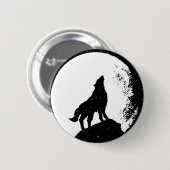 Wolf & Moon Silhoutte Ronde Button 5,7 Cm (Voorkant /achterkant)